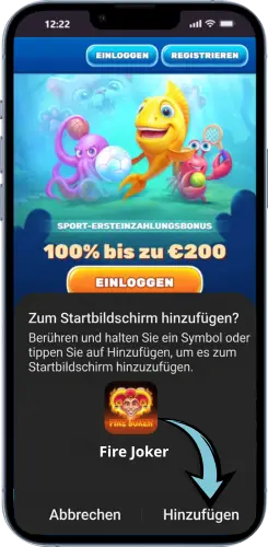 Fire Joker Shortcut auf Android bestätigen